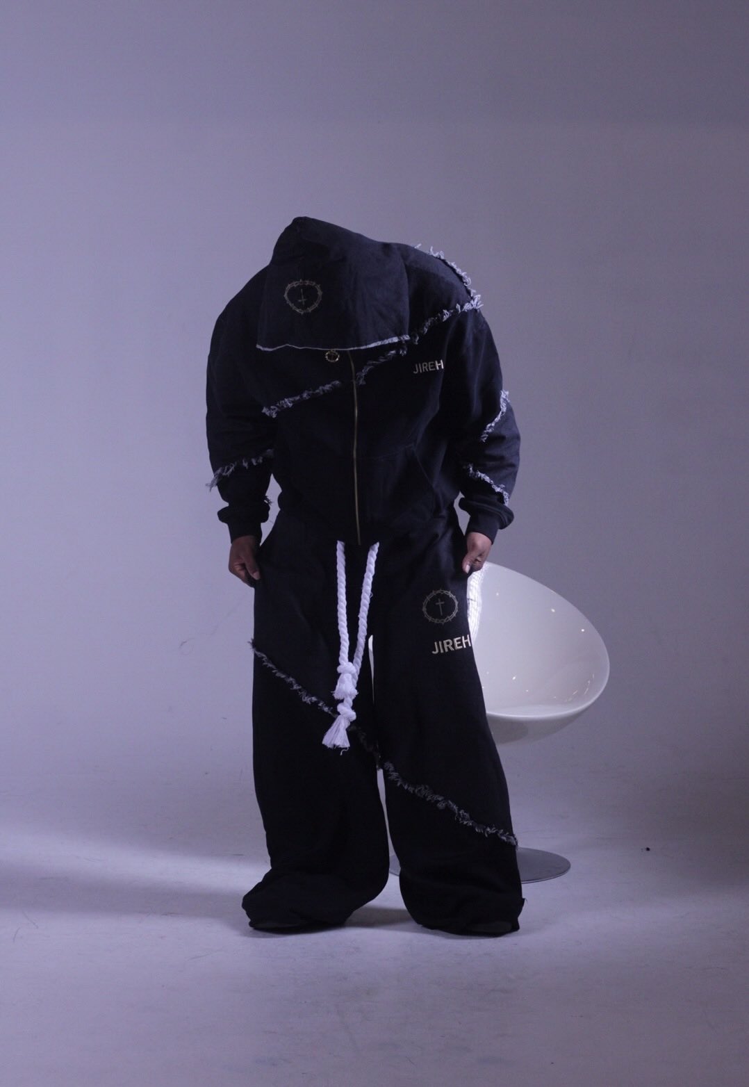 JIREH DROP 01 | Distressed Denim Set - Jet Black
