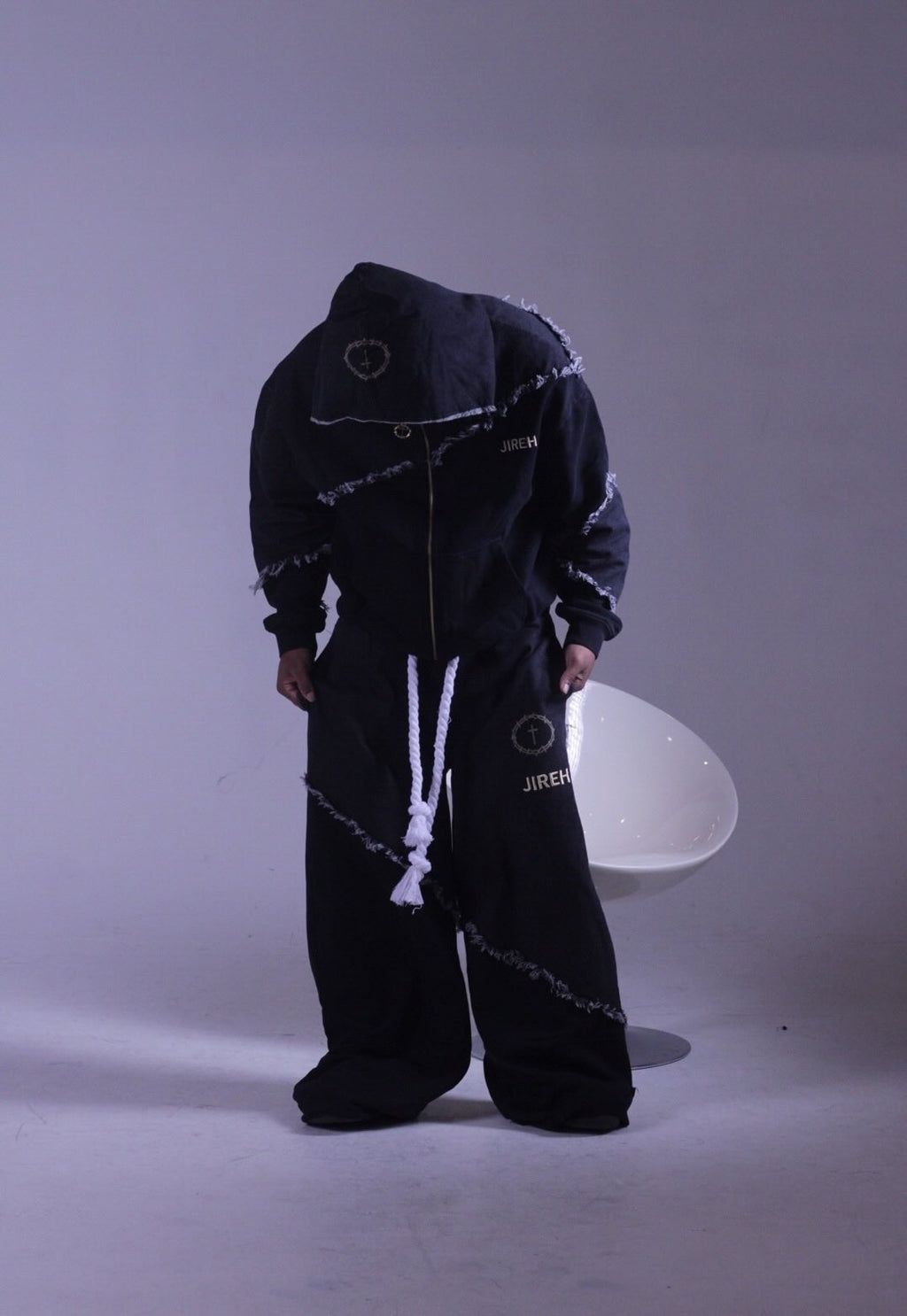 JIREH DROP 01 | Distressed Denim Set | Jet Black